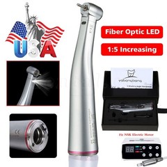 NSK Style Dental 1:5 Increasing Handpiece Fiber Optic LED Contra Angle Red Ring