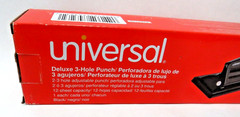 Universal Deluxe 3 Hole Punch 12 Paper Sheets Capacity Adjusts To 2 Holes NEW