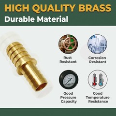 Hose Barb Fittings Reducer 2 PCS, Brass Hose Barb Adapter, 3/4” to 5/8” Barb H