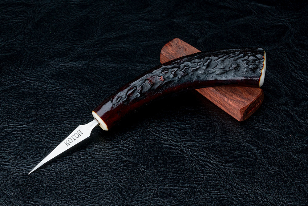 Kotoh Knife Works 5.52″ Kotoh-I Ice Pick Stag Horn Handle w/ Wood Sheath