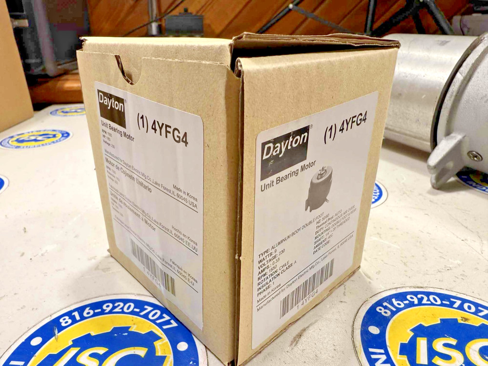 Dayton 4YFG4 unit bearing motor : Cast aluminum frame, rear/double foot mounting