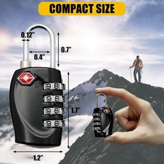 2 Pack TSA Approved Gun Case Locks for Pistol Cases, 4 Digits 2 Pack, Black