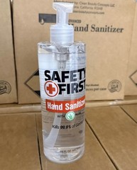 12 Safety First Hand Sanitizer W/ Aloe 16 OZ W/ Pump Case Of 12, 70% Alcohol