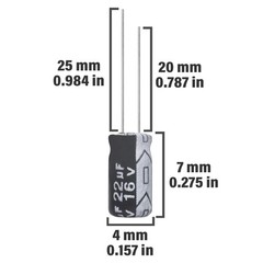 Allecin 22uF 16V 4x7mm Electrolytic Capacitor 22 UF MFD 16 Volt 0.16×0.28in…