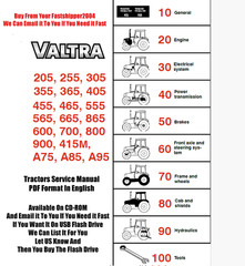 Valtra 865 600 700 800 900 415M A75 A85 A95 Tractor Shop Service Repair Manual