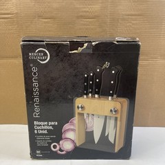 Mercer Culinary Renaissance® 6-Piece Knife Set w/ Tempered Glass Wooden Base