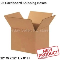 25 – Corrugated Cardboard Shipping Boxes Carton 12″ W x 12″ L x 8″ H Kraft NEW
