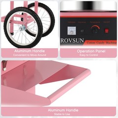 ROVSUN Commercial Cotton Candy Machine with Cart Sugar Floss Maker 950W Party