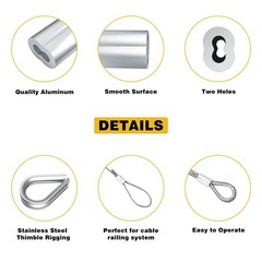 Sanuke 340PCS Stainless Steel Wire Rope Cable Thimbles 340pcs assortment kit