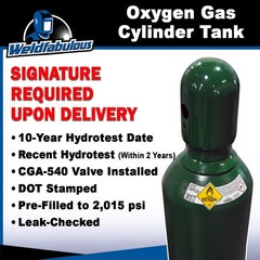 125 cu/ft Oxygen Welding Gas Cylinder Tank CGA 540 – FULL