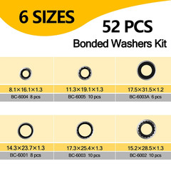 52 PCS AC Gasket Kit – R134A AC Seal Kit with Compressor Gaskets, A/C Line Seals