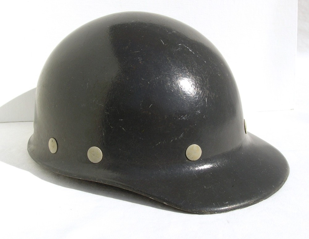 Vintage Fibre Metal Gray Fiberglass Duckbill Hard Hat w/Liner