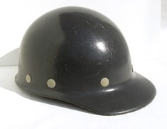 Vintage Fibre Metal Gray Fiberglass Duckbill Hard Hat w/Liner