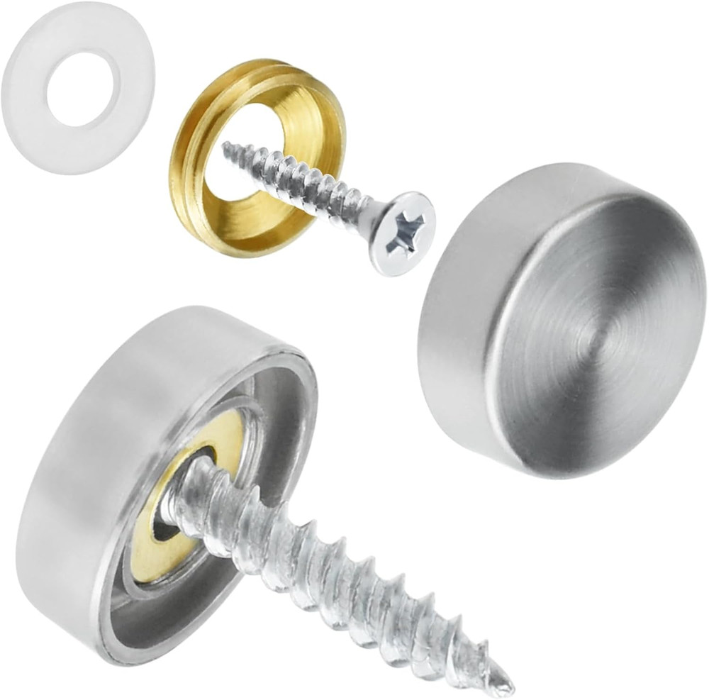 24 Pcs Stainless Steel Screw Cover Cap, 0.63″/16Mm Diameter Mirror Screw Cap