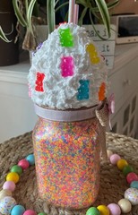 Farmhouse Candy Bear Ice Cream Confetti Sundae. Faux Pint Size Dessert Decor.