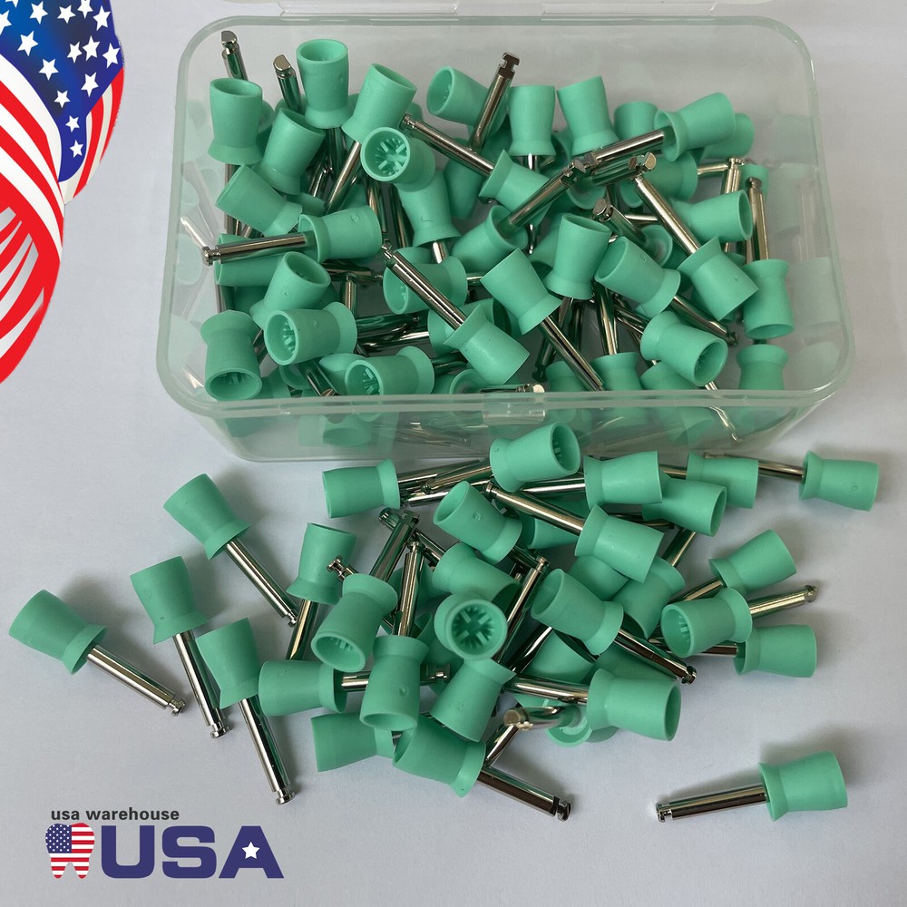 100Pcs Dental Rubber Prophy Teeth Polish Polishing Cups Latch Type Brushes USA