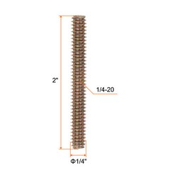 12pcs 1/4″-20 Full Threaded All Thread Rod Bar Studs 2″ Length