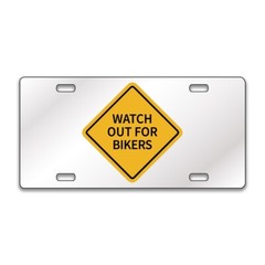 WATCH OUT FOR BIKERS FUNNY Chrome or Black Acrylic License Plate CUSTOM LP0192