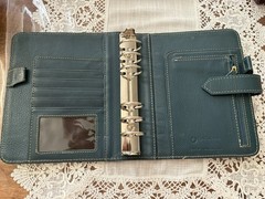 Franklin covey Vintage Aurora Full Grain Italian Leather Compact Blue Mirage