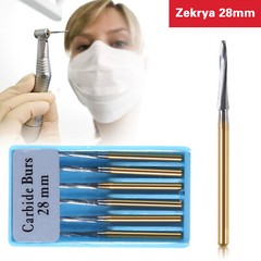 6 PCS Zekrya 28mm Long Dental Carbide Burs Surgical Drills FG Shank Dia. 1.6mm