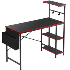 Gaming Computer Desk 44″ LED Gaming Desk with Power Outlet & Reversible Shelves