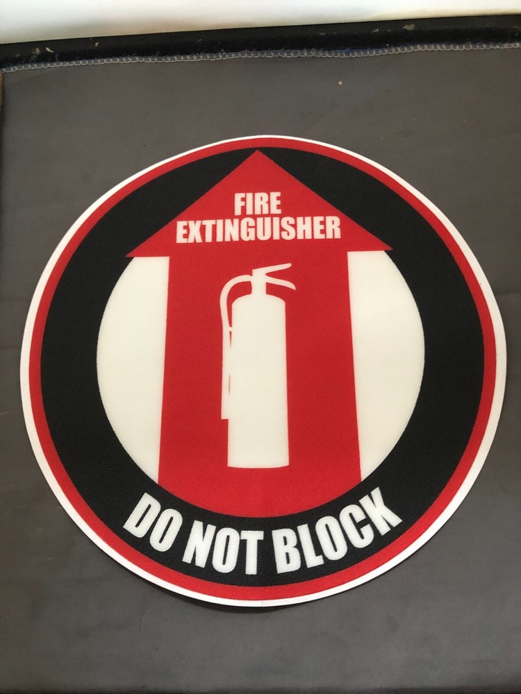 11″ 3M Non Slip Fire Extinguisher Do Not Block Sticker Round Water Resistant NEW