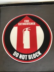 11″ 3M Non Slip Fire Extinguisher Do Not Block Sticker Round Water Resistant NEW