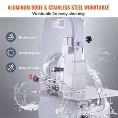 VEVOR 1500W Commercial Electric Meat Bandsaw Stainless Steel Bone Sawing Machine