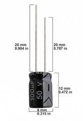 100uF 50V 8x12mm 20pcs Electrolytic Capacitor MFD 50 Volt 0.32×0.47in Aluminum