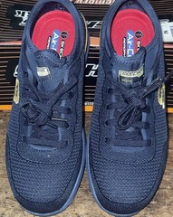 WOMEN’S “7.5” SKECHERS NAVY & GOLD WORK SHOES Memory Foam Bulkin-BALRAN 108033