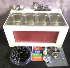 3 Compartment Concession Sink + Hand Sink, With PRE-ASSEMBLED Table Top Frame