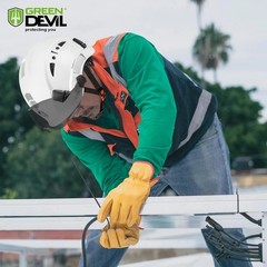 Green Devil Safety Hard Hat Vented Visure Clear Tinted Construction Helmet