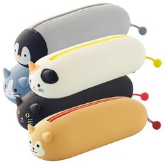 PuniLabo Zipper Pen Case/Pouch, Horizontal, 2.5″ x 7.9″, Calico Cat (A7781-7)