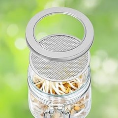 6 Pack Sprouting Jar Lids – 304 Stainless Steel Screen Filter Strainer Lid for
