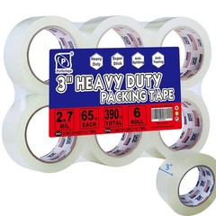 3″ Heavy Duty Packing Tape 6 Rolls, Total 390Y, Clear, 2.7 mil, 3 inch x 65 Y.