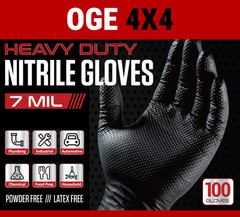Black Nitrile Gloves 7 Mil Heavy Duty Diamond Textured Mechanic Box 100ct L XL