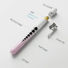 2 Pcs Durable LED Medical Penlight with Pupil Gauge – Gradient Pink & Blue
