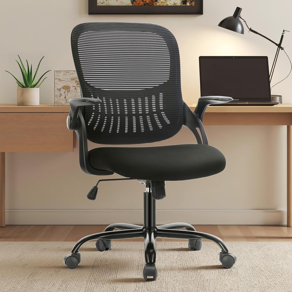 Silla oficina ejecutiva malla ergonomica respaldo medio ajustable soporte lumbar