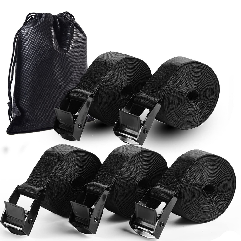 5Pack Cam Buckle Tie Down Straps, 1″ x 4 ft Heavy Duty Lashing Secure Strap A…
