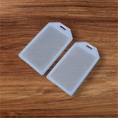 Clear Blue Soft Plastic Business ID Badge Card Vertical Holder Durable Case