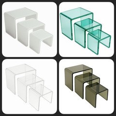 T’z Tagz Acrylic Risers – 3pc Set (3″, 4″, 5″) Colorful Tiered Display Stands