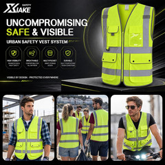 Reflective Safety Vest for Men & Women High Visibility Class 2 Vest with Pockets
