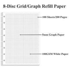 A5 TUL Discbound Grid Refill Paper, 8-Disc Graph Blue,Clear,White