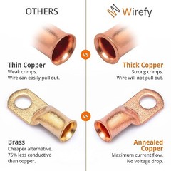 2/0 Gauge 3/8 Copper Wire Lugs Ring Terminals Battery Cable Connectors Ends 10