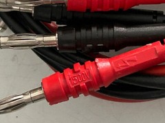 ITT patch cord banana plug ends 2-RED 3-BLACK 21long 16in cord USED Good cond