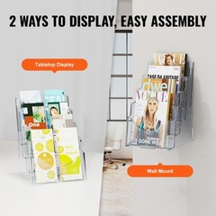 VEVOR Acrylic Brochure Holder 8.5 x 11 inch 4-Tier Literature Display Stand Rack