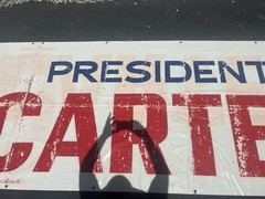 Vintage 1970’s Hand Painted Banner Beaver Falls Welcomes President Carter 19’