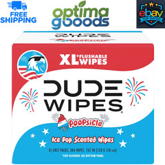 DUDE Wipes XL Flushable Wipes, POOPsicle Scent, 384 Count– Extra-Large Flushable