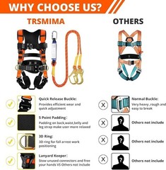 Safety Harness Fall Protection – Roofing Harness Kit Men Full Body Construction