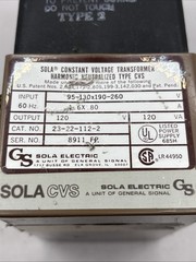 Sola 23-22-112-2 120 VA Input 95-130 190-260V Output 120 V 60 Hz CV Transformer